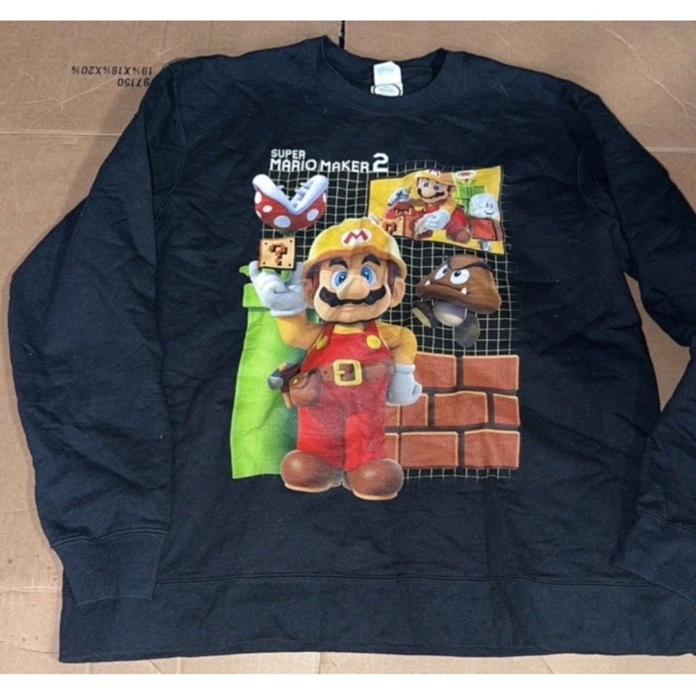 Super Mario Maker 2 Black Sweatshirt size xl